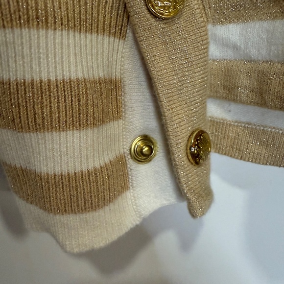 Lilly Pulitzer Metallic Gold & White Striped Sweater — Size Small - Picture 5 of 8